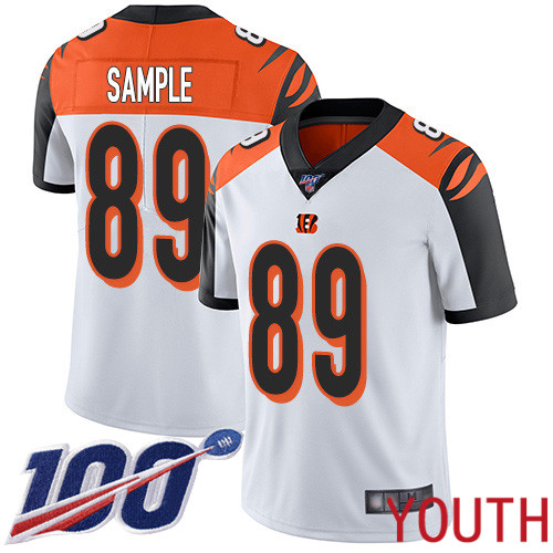 Cincinnati Bengals Limited White Youth Drew Sample Road Jersey NFL Footballl 89 100th Season Vapor Untouchable